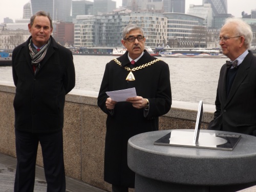 Mark Chapman of More London (left), The Mayor of Southwark and Max Nicholson 